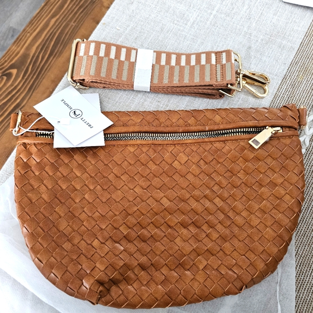 Woven Vegan Leather Crossbody